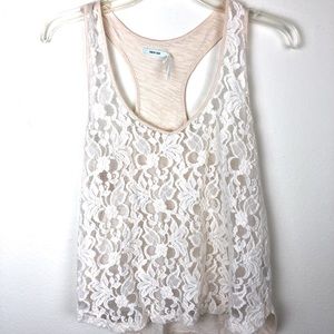 Kimchi Blue Lace Racerback Tank Top Cream …